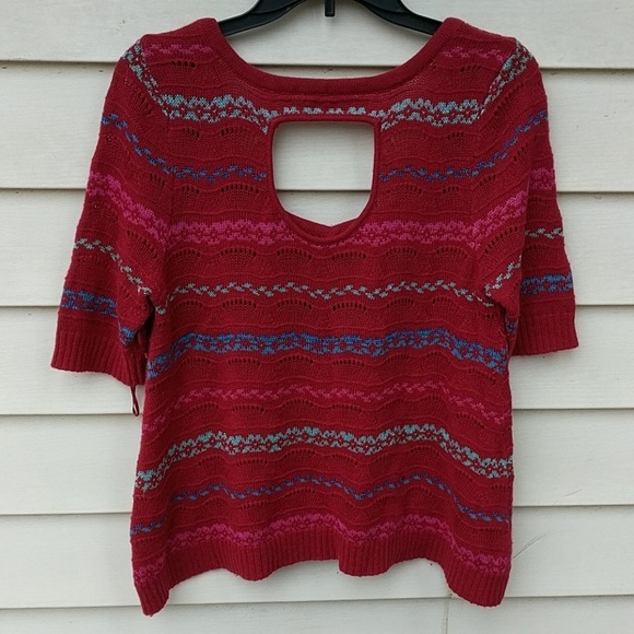 Free People Fair Isle Sweater Top Red Valentines - Picture 4 of 9